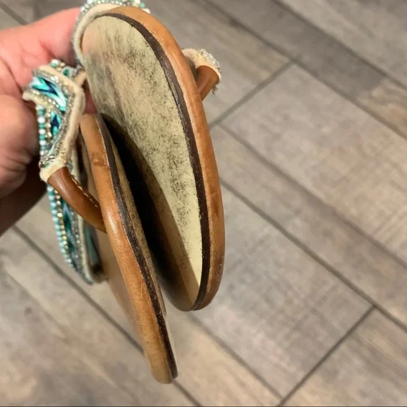 MiA Heritage FIJI Leather Embroidered Beaded Sandals 7M - Picture 10 of 12